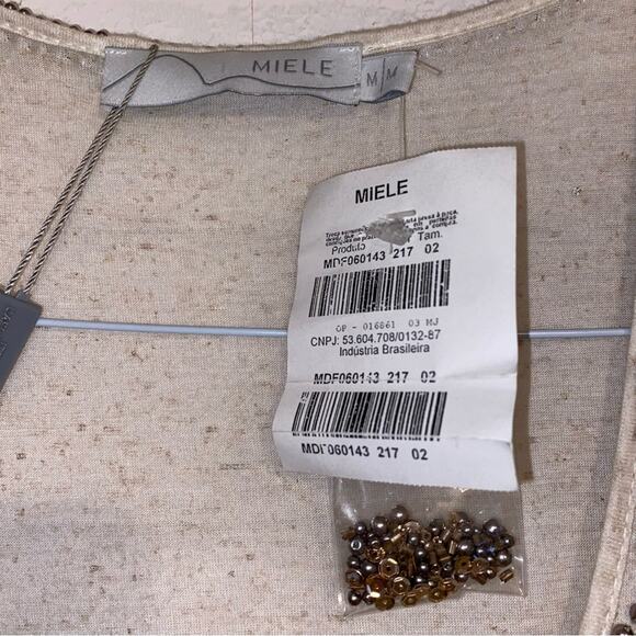 NEW Carlos Miele $255 Beaded Flowy Tank Tunic Dress Cover Up Ivory MEDIUM - Picture 14 of 15